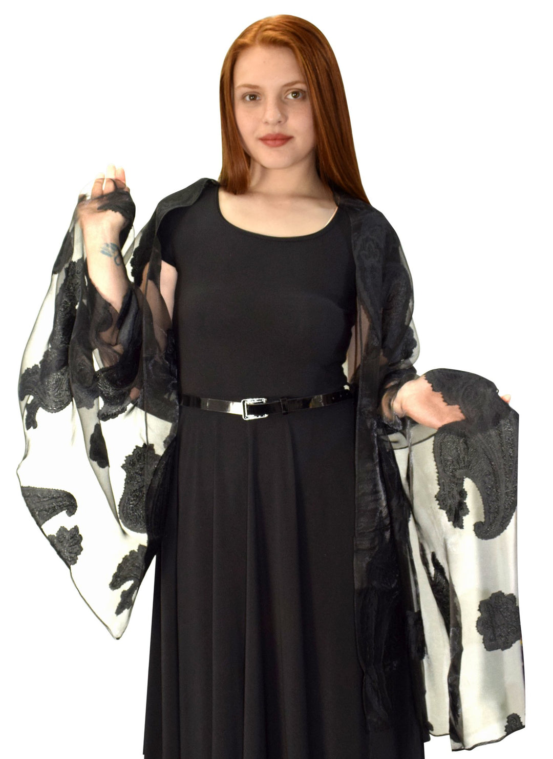 Floral Embroidered Burnout Summer Scarf