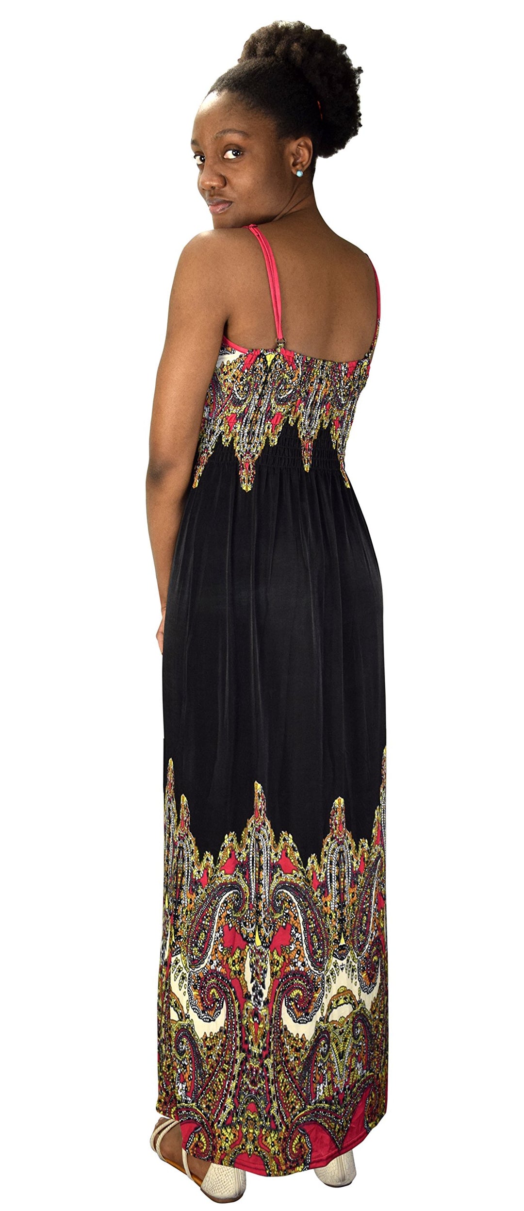 Peach Couture Spaghetti Strap Sleeveless Paisley Cocktail Vintage Maxi Dress