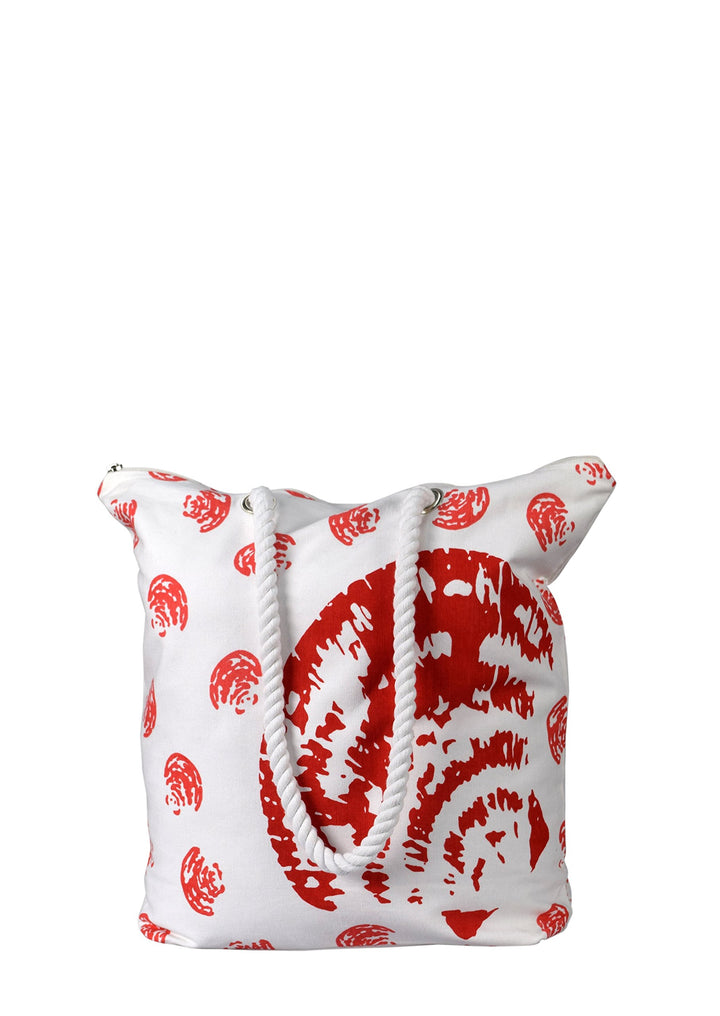Seashells Print Cotton Canvas Beach Tote
