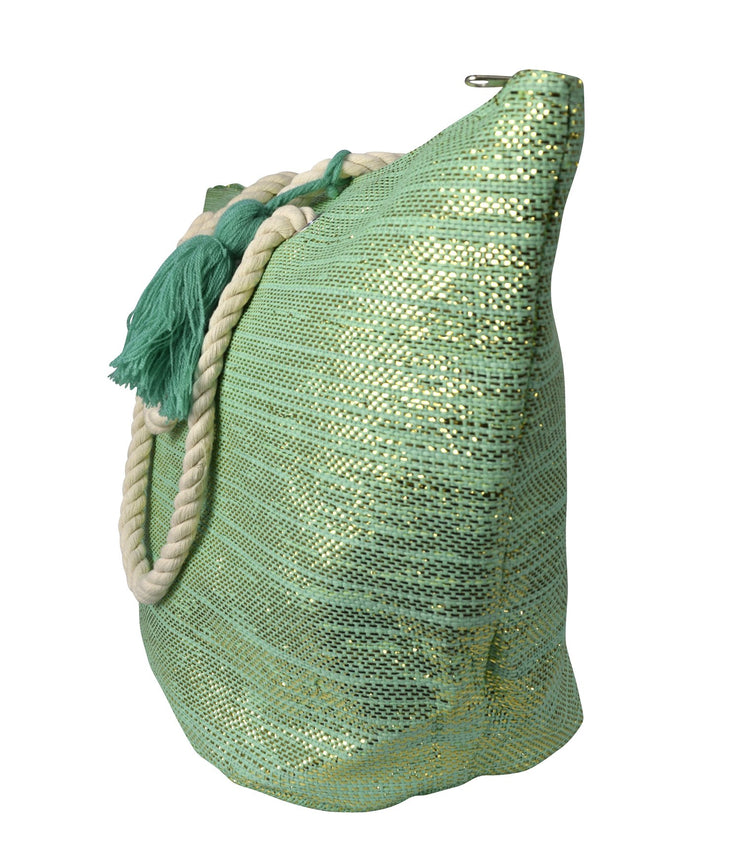 Gold Weave Large Travel Tote Hobo Handbags Shoulder Bags