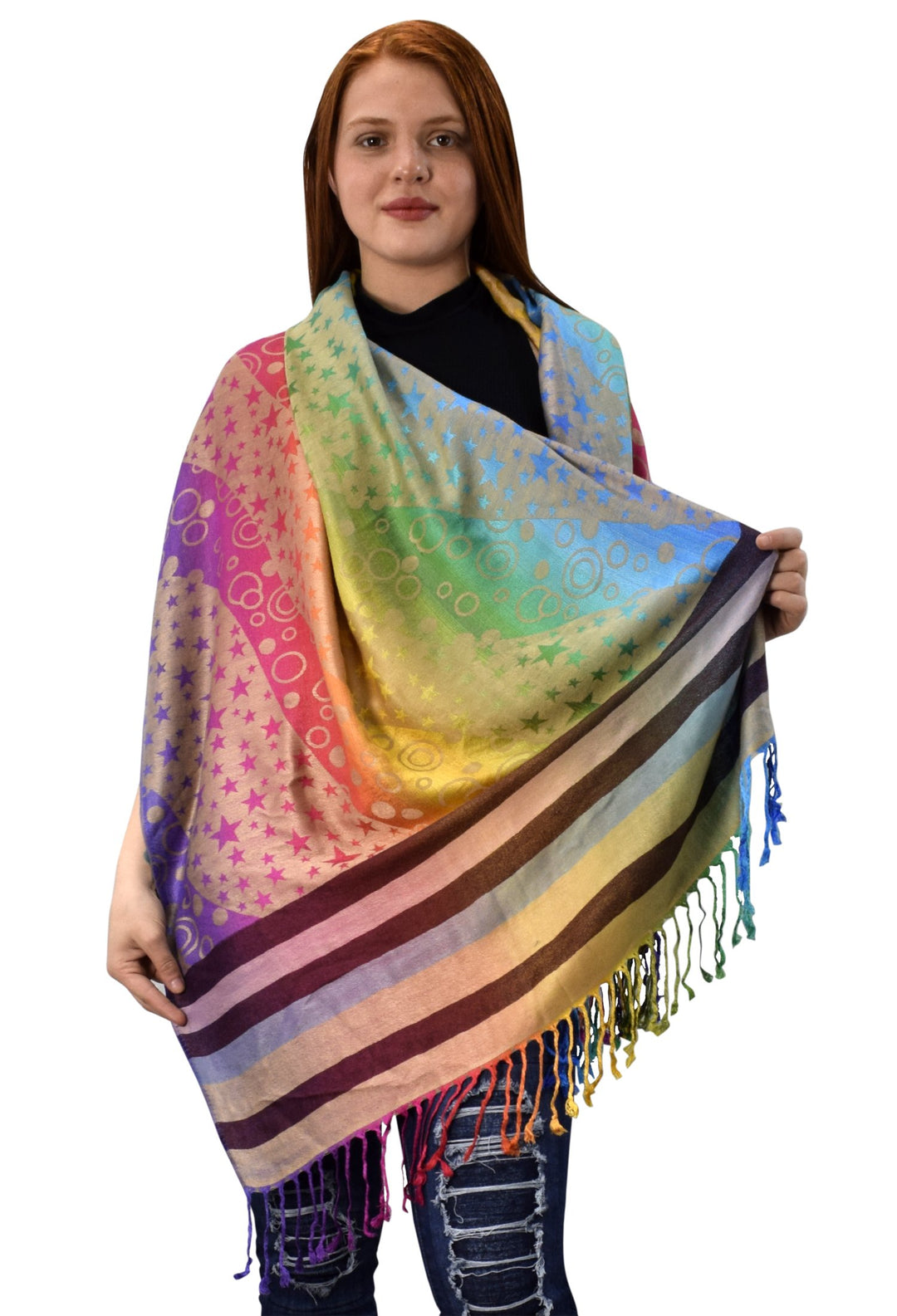 Rainbow Silky Tropical Pashmina Shawl