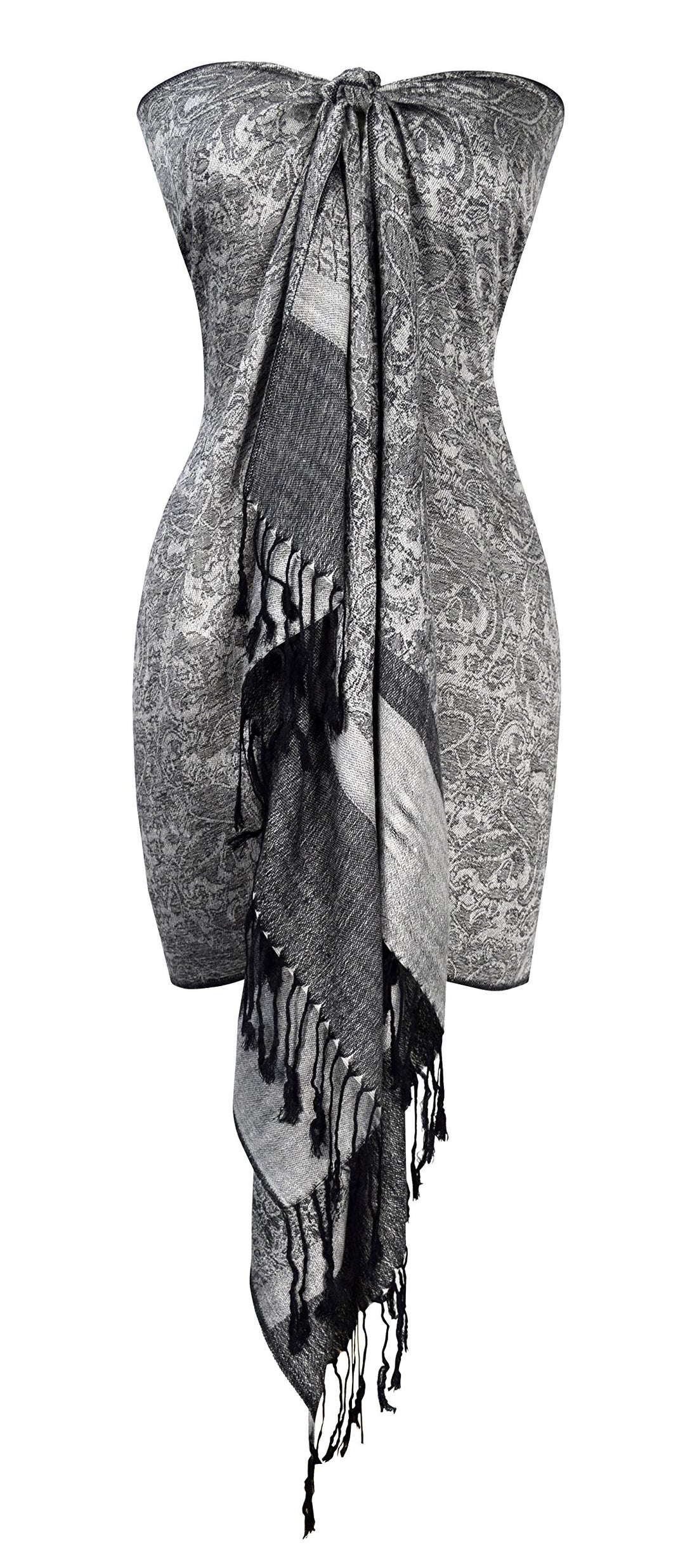 Peach Couture Elegant Vintage Jacquard Paisley Feel Shawl Wrap Scarf