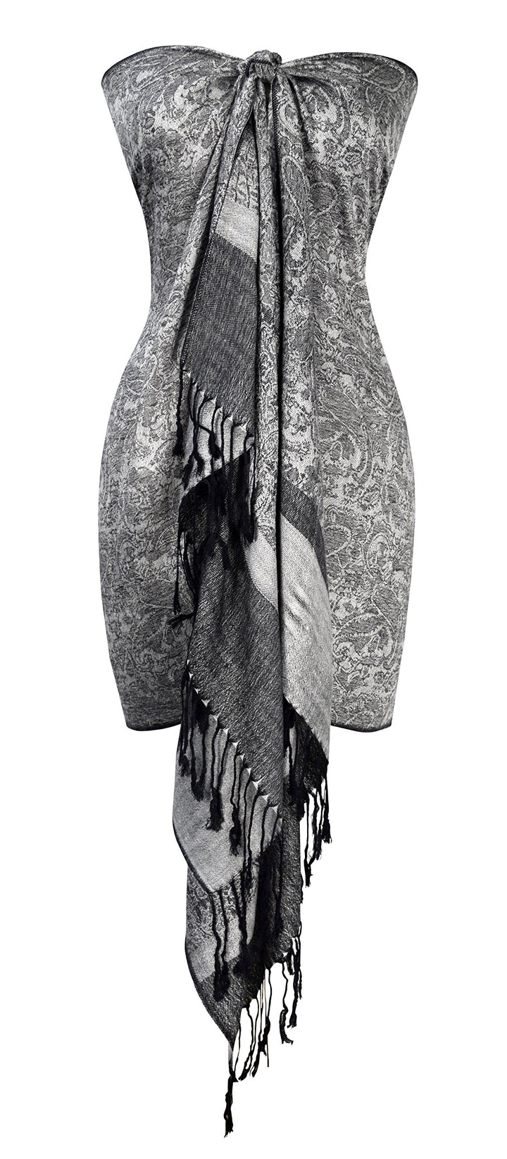 Peach Couture Elegant Vintage Jacquard Paisley Feel Shawl Wrap Scarf