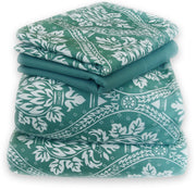 Couture Home Collection Lovely Damask Printed Light and Airy 100 % Wrinkle Free Sheet Set (Twin, Teal)