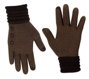 Classic Knit Warm Cozy Touch Screen Gloves with Showpiece Buttons