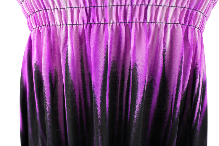 Exotic Tie Dye Self Tie Halter Vacation Maxi Dress Violet, L