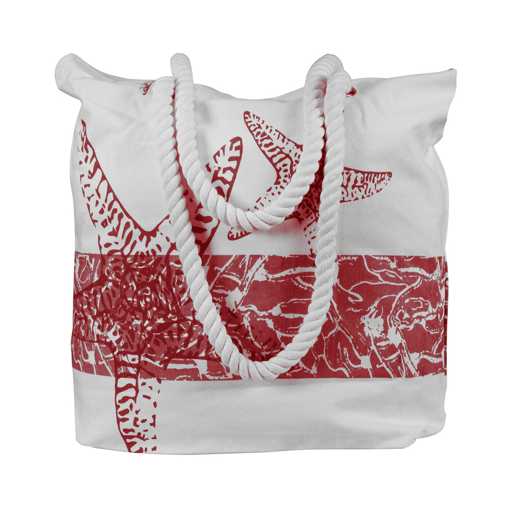 Starfish Design Cotton Canvas Beach Tote