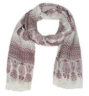 Wine Henna Paisley Fringe Scarf