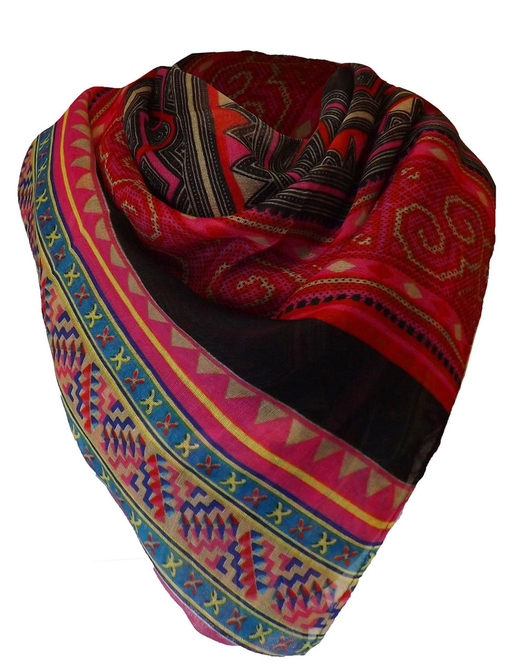 Pink/Black/Red Lightweight Aztec Tribal Print Design Chevron Vintage Pashmina Shawl Wrap Scarf