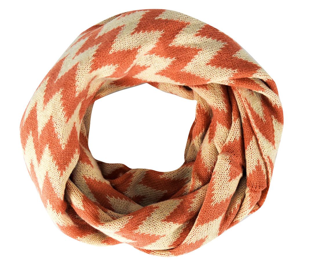 Tan Charming Classic Knit Chevron Infinity Loop Scarves
