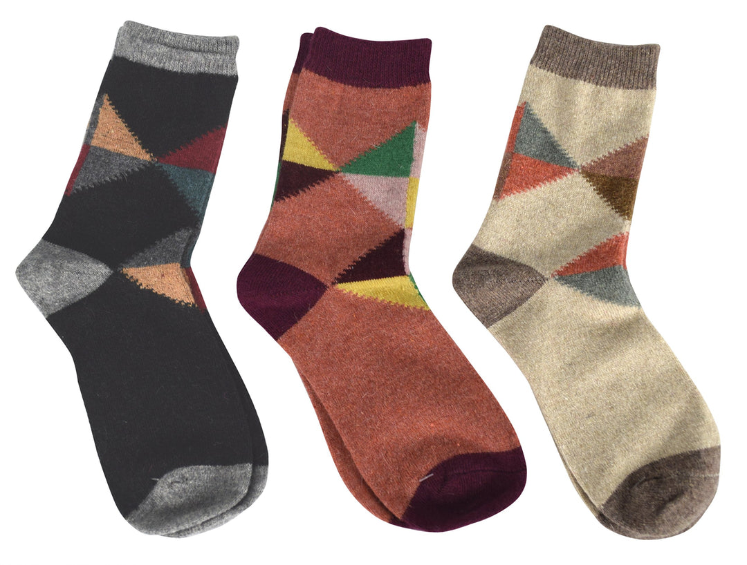 Unisex Warm Cozy Colorful Pattern Cotton Blend Crew Socks in Packs