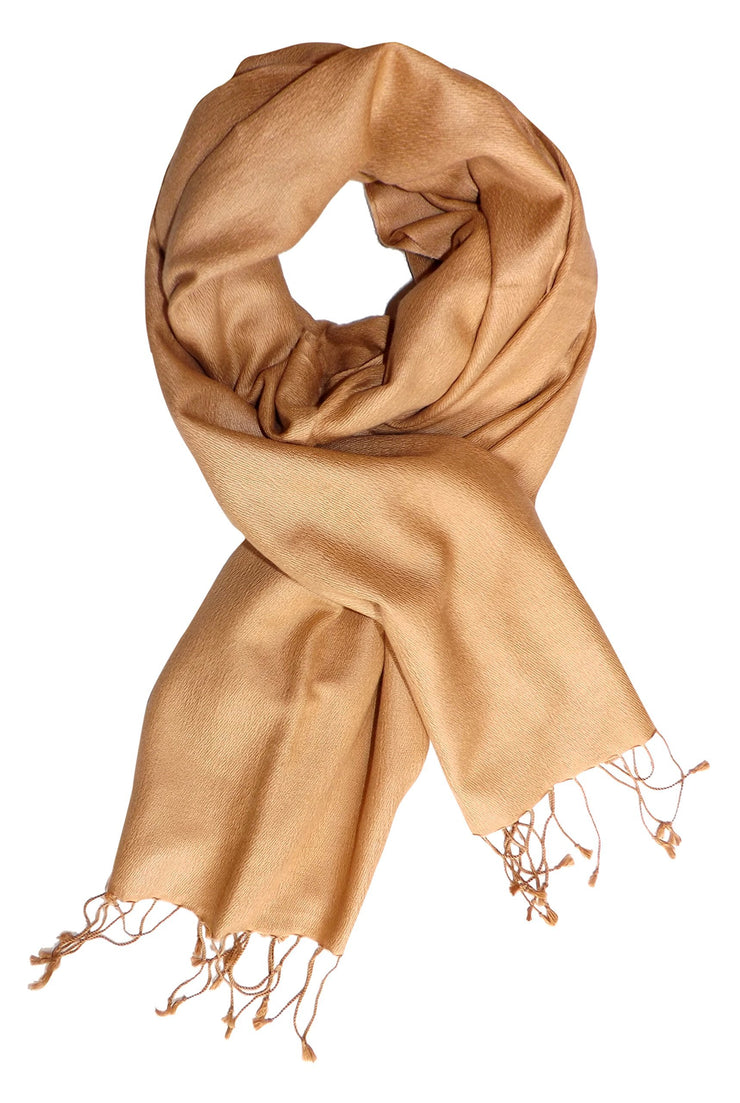 Tan Luxurious Classic Soft Cashmere and Silk Shawl