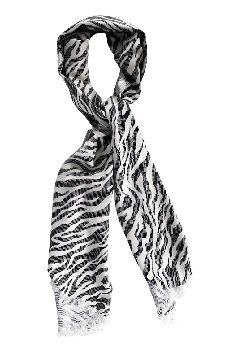 Turquoise and Black Hot Chic Animal Print Zebra Print Frayed End Pashmina Shawl Wrap