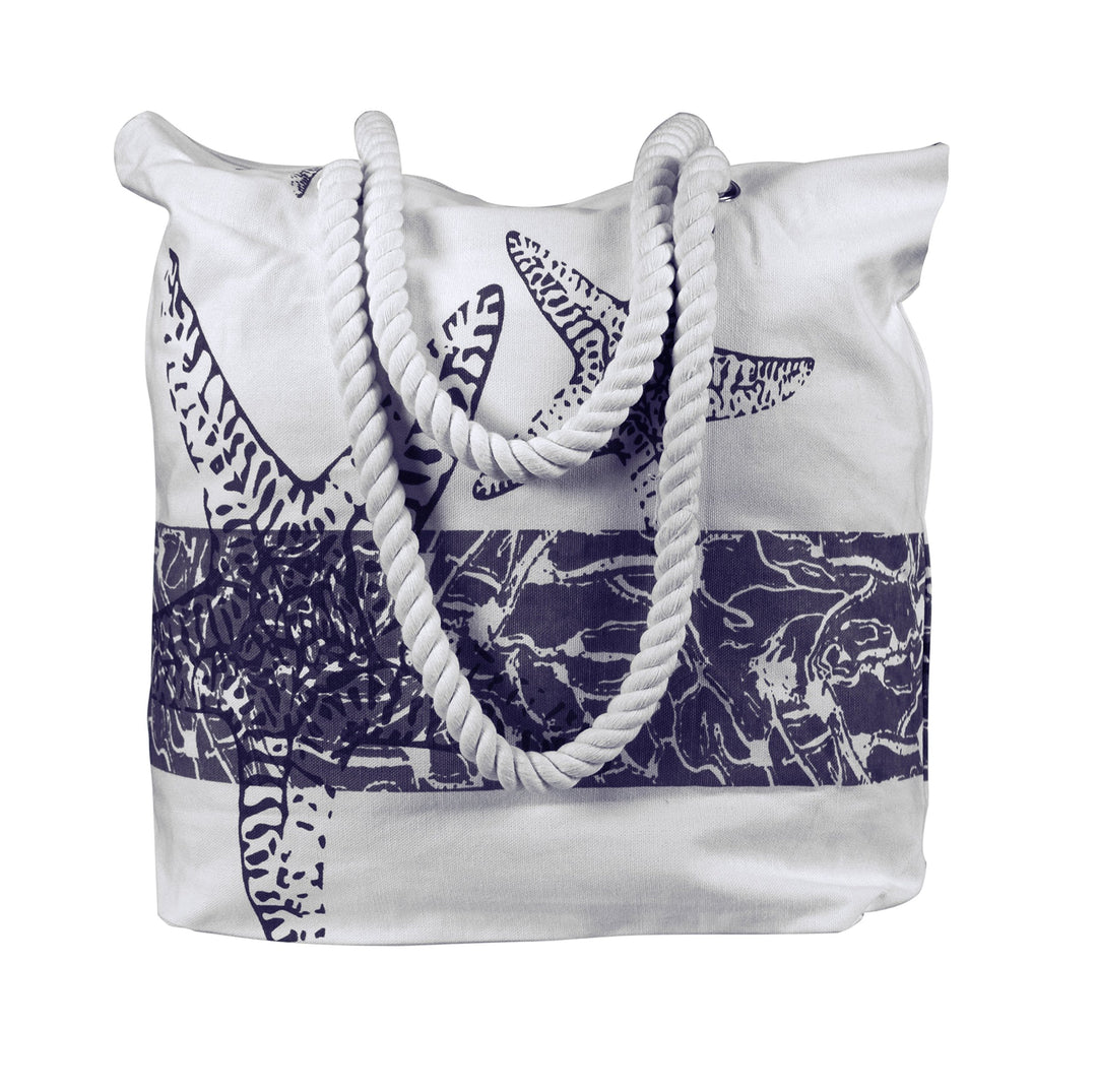 Starfish Design Cotton Canvas Beach Tote