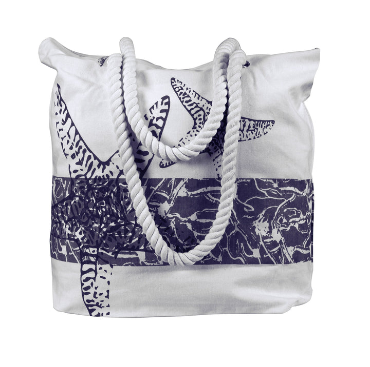 Starfish Design Cotton Canvas Beach Tote