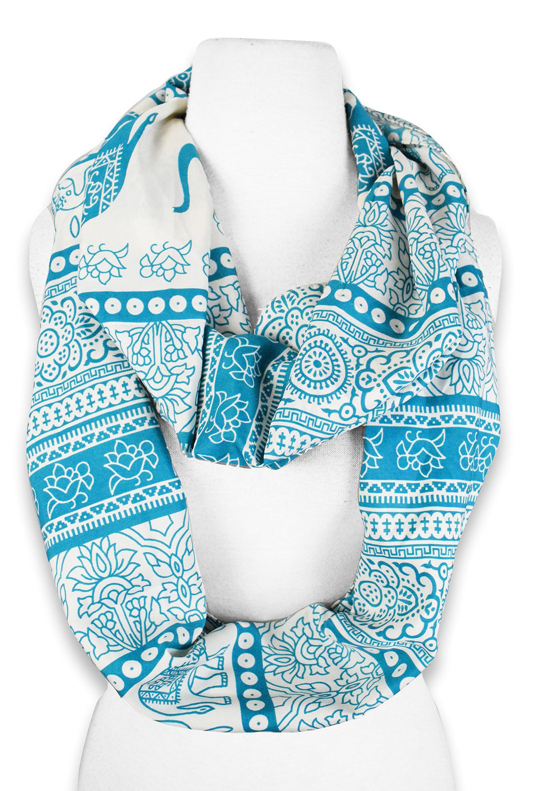 Tribal Paisley Floral Elephant Animal Print Infinity Loop Scarf