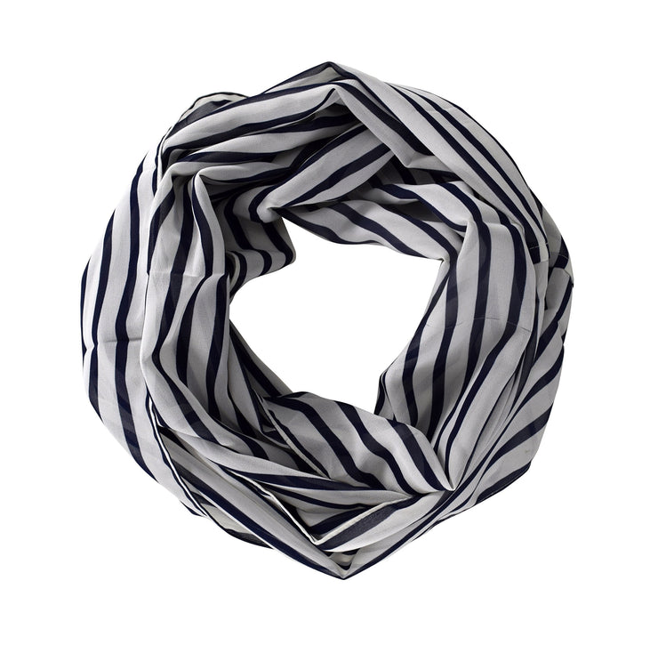 Navy Gray Bold Striped Vintage Style Multi Color Light Infinity Loop Scarf