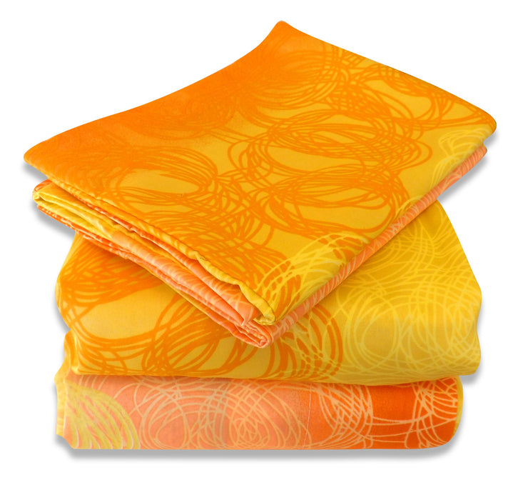 Couture Home Collection Girls Abstract Sunshine Printed Neutral Color 100 % Wrinkle Free Sheet Set-650 Thread (Orange, Queen)