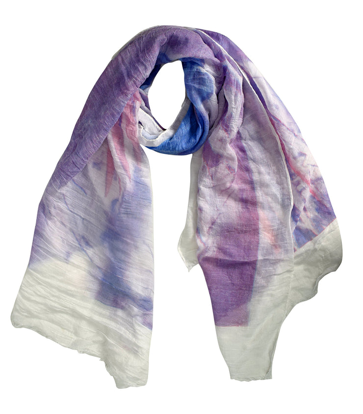 Modern Feather Floral Graphic Print Fringe Shawl Wrap Scarf Coral Purple