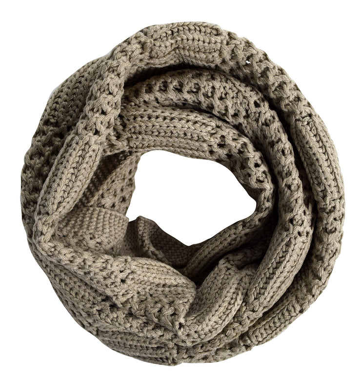 Intricately Knitted Lace Ribbon Infinity Loop Cowl Scarves