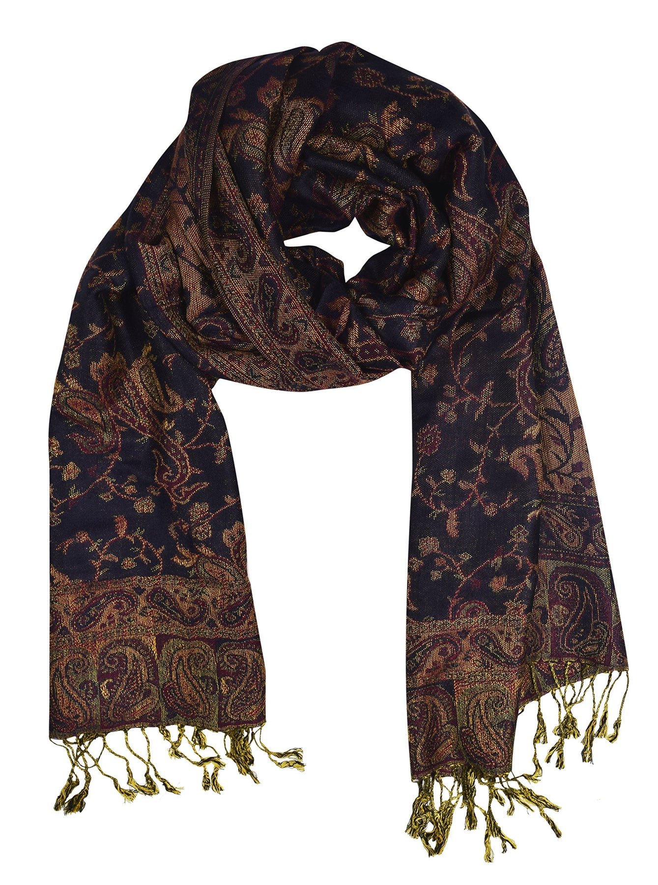 Women's Reversible Paisley Pashmina Shawl Wrap Scarf | Peach Couture