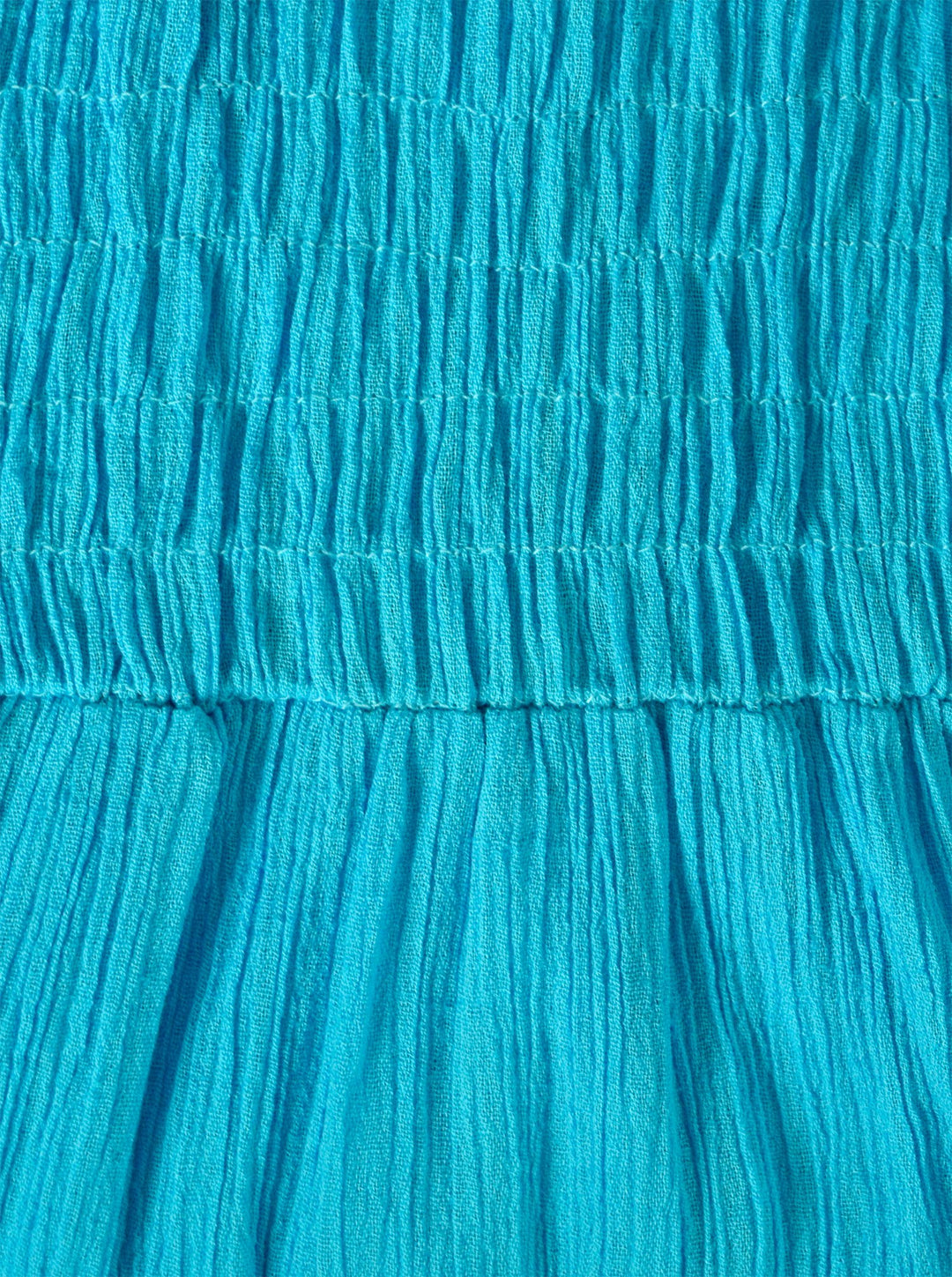 Gypsy Boho Cap Sleeves Smocked Waist Tiered Renaissance Maxi Dress (Medium, Turquoise)