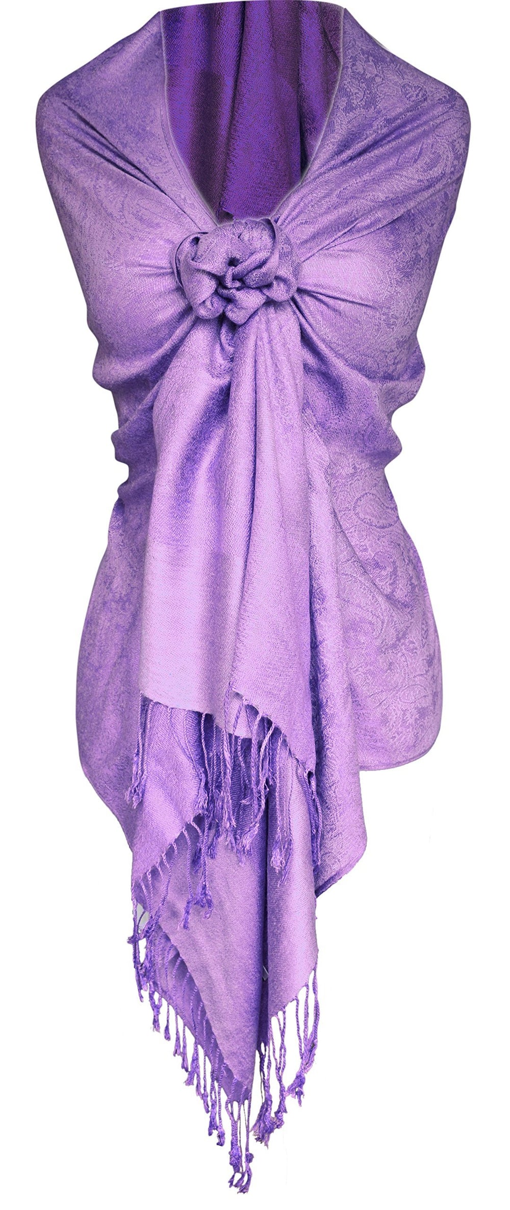 Light purple double layer jacquard paisley pashmina feel shawl wrap.