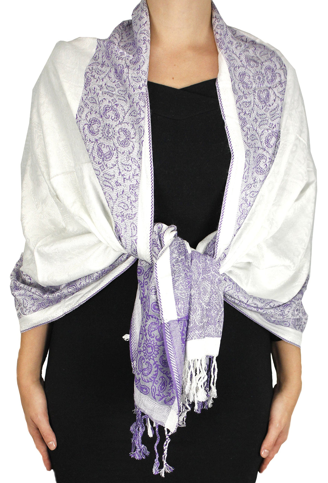 Paisley Floral Border Reversible Pashmina Shawl