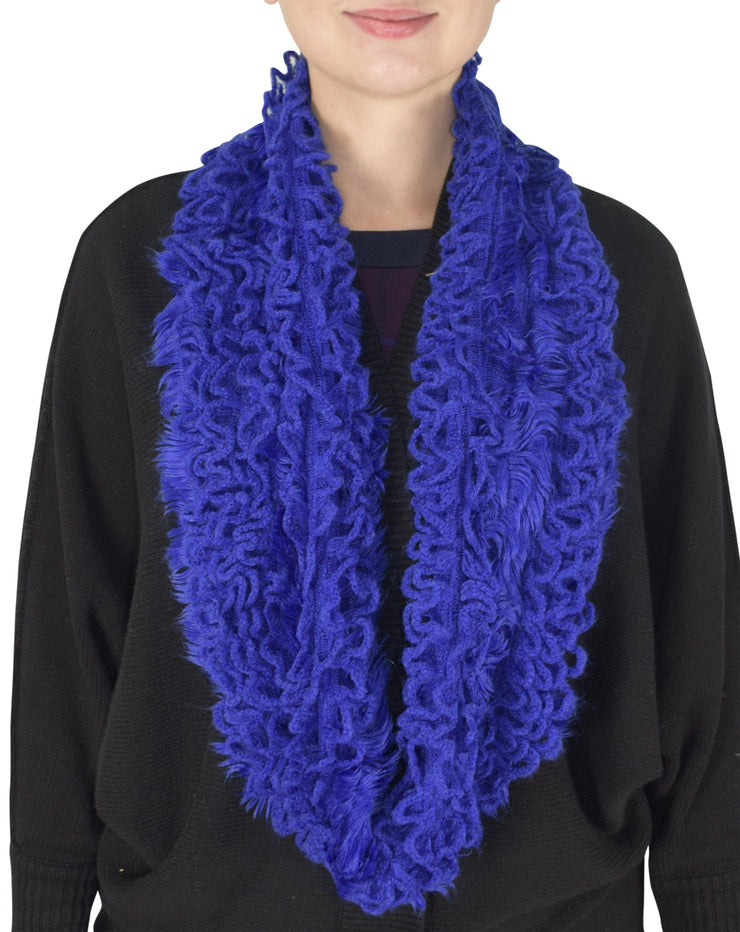 Royal Blue Peach Couture Super Warm Ultra Thick Plush Stretchy Ruffled Infinity Loop Scarf