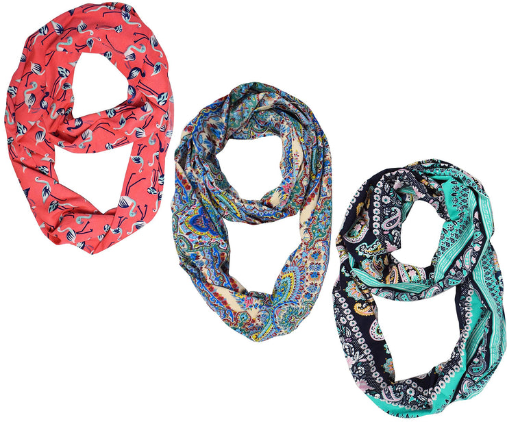 Coral, Rainbow, Navy Womens Fashion Bohemian Sheer Infinity scarves Circle Scarf Loops