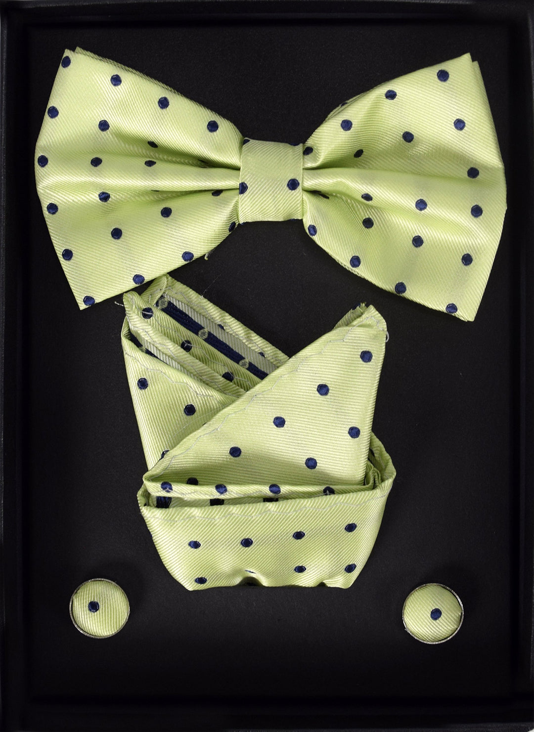 Mens Pre-tied Adjustable Tuxedo Bow Tie Cufflinks Pocket Square Set