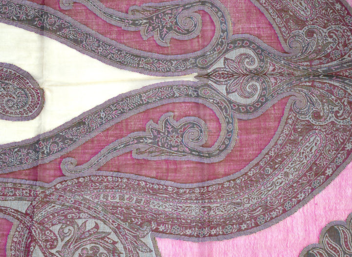 Sheer Handmade Paisley Damask Pashmina Shawl-Pink Tan