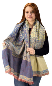 Thick 4 Ply Blanket Scarf Reversible Paisley Pashmina Thick Scarf Wrap Shawl Purple Coral