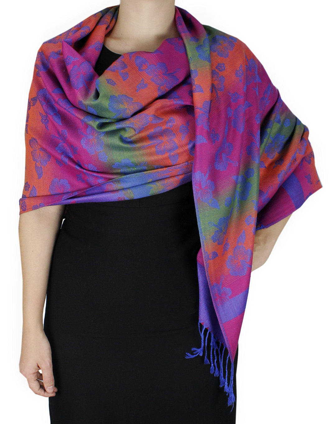 Rainbow Silky Tropical Pashmina Shawl