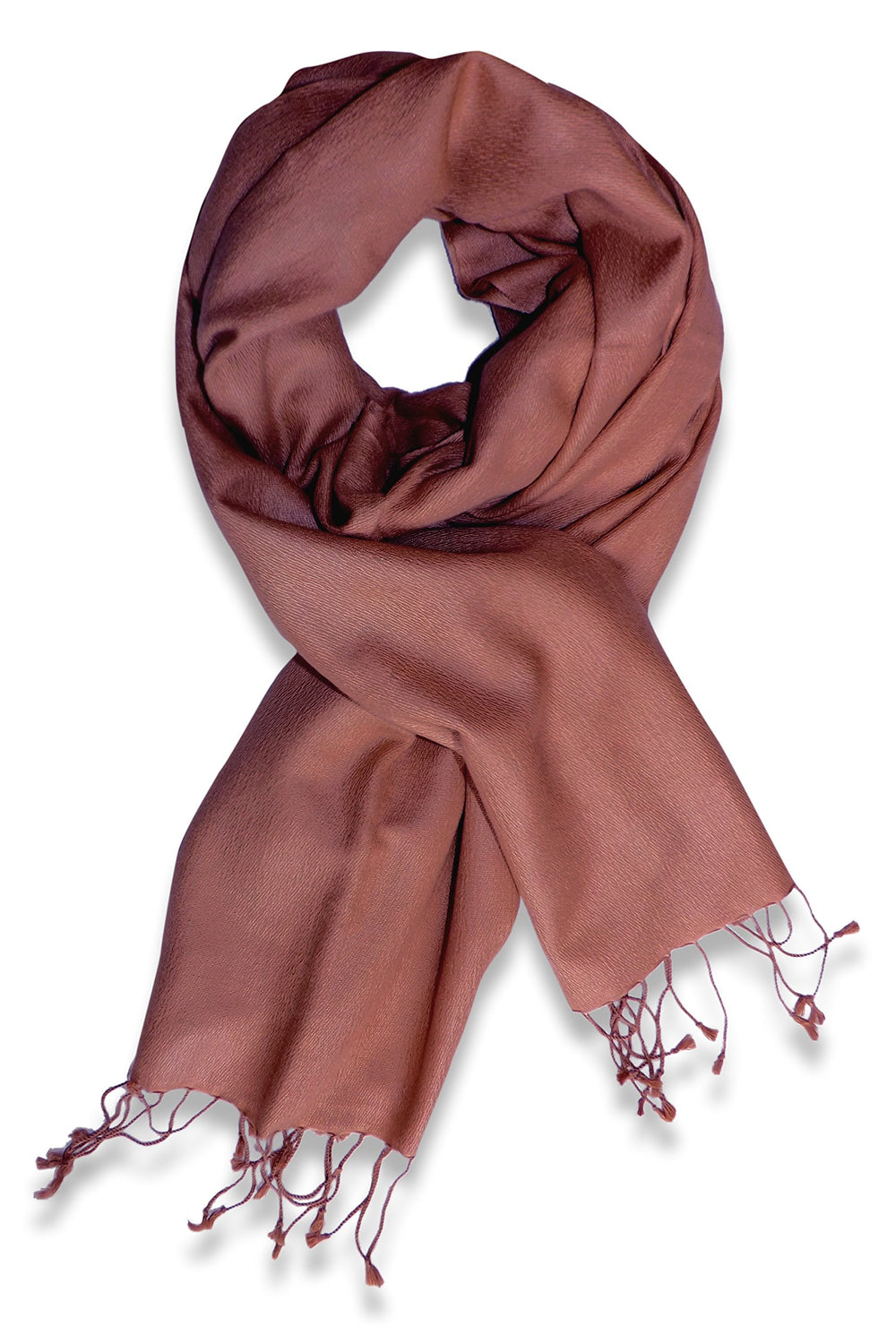 Soft chocolate brown cashmere and silk scarf with a fine brushed finish and elegant drape