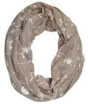 Sheer Soft Cloth Floral Embroidered Flower Infinity Loop Scarf