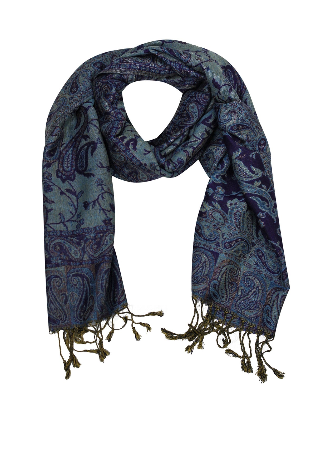 Women's Reversible Paisley Pashmina Shawl Wrap Scarf | Peach Couture