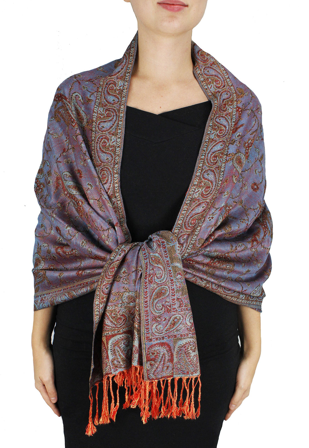 Double Layer Reversible Paisley Pashmina Shawl