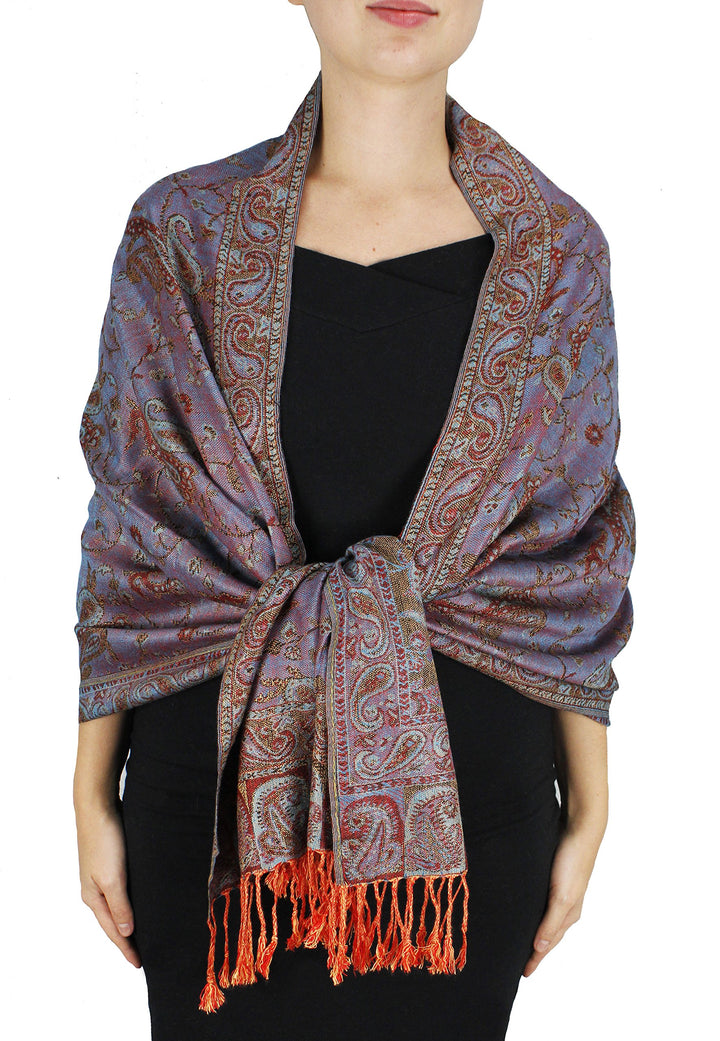 Double Layer Reversible Paisley Pashmina Shawl