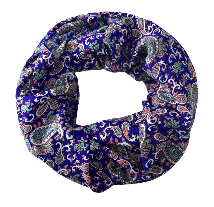 Royal Blue Peach Couture Chic Graphic Paisley Printed Infinity Loop Scarf Various Colors