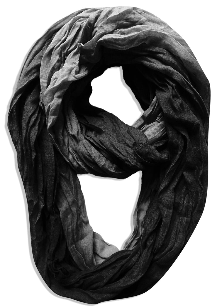 Ombre Black Peach Couture Fashion Lightweight Crinkled Infinity Loop Scarf Neon Faded Ombre