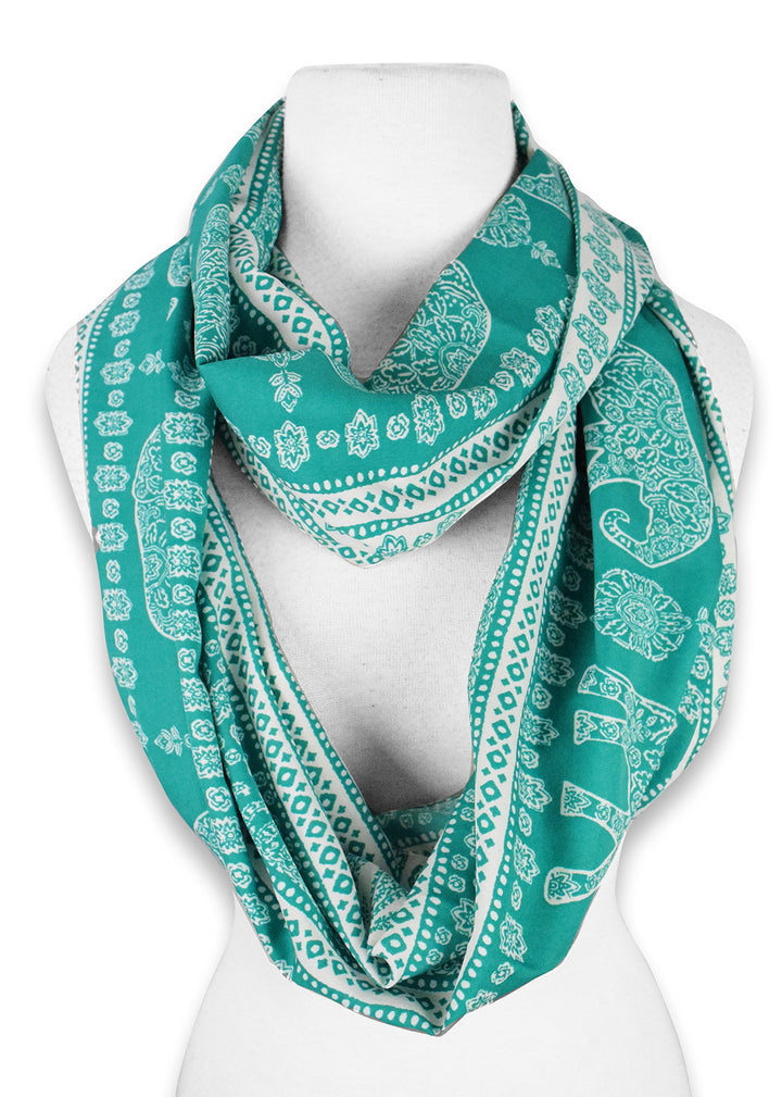 Tribal Paisley Floral Elephant Animal Print Infinity Loop Scarf