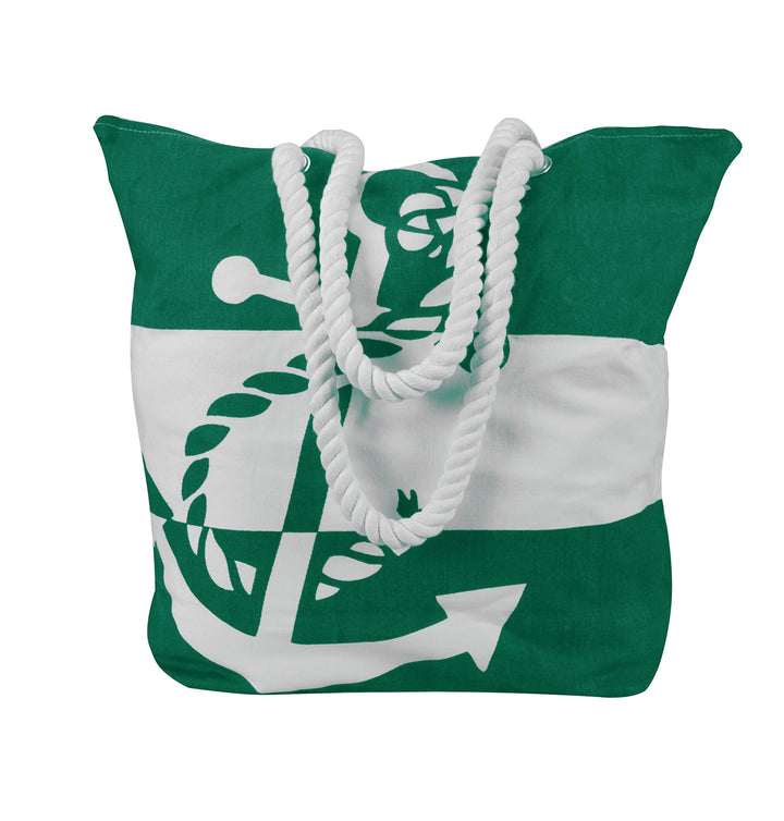Anchor Print Cotton Canvas Beach Tote