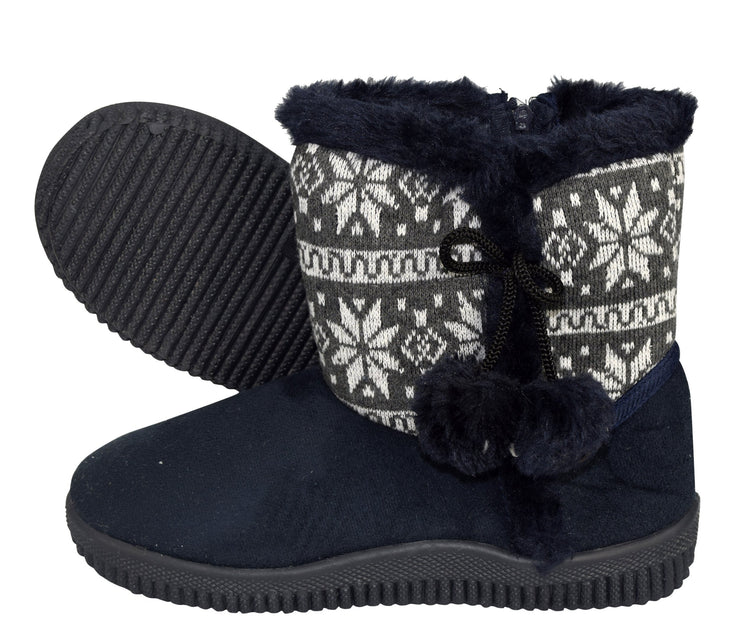 Faux-Fur Fleece Lined Kids Suede Snowflake Shearling Boots