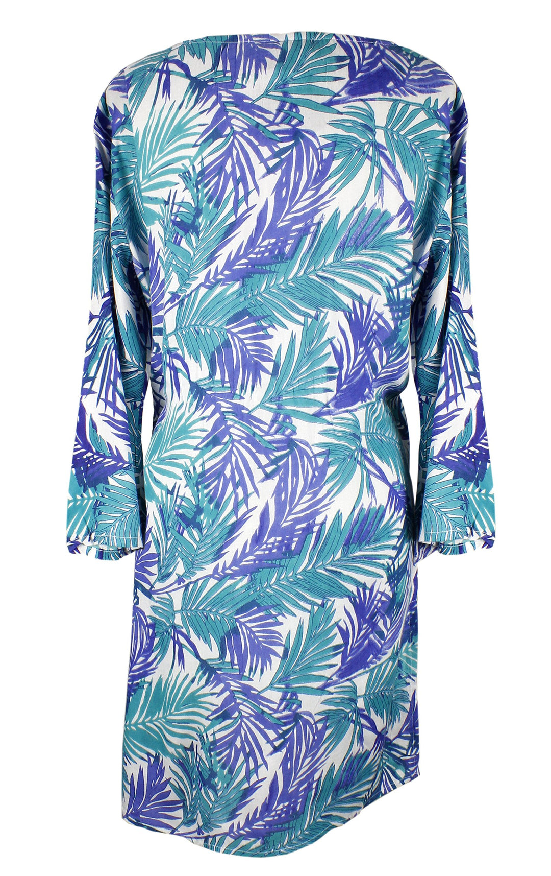 Women's 3 Quarter Sleeves Jeweled Tie Neck Summer Tunic Dress