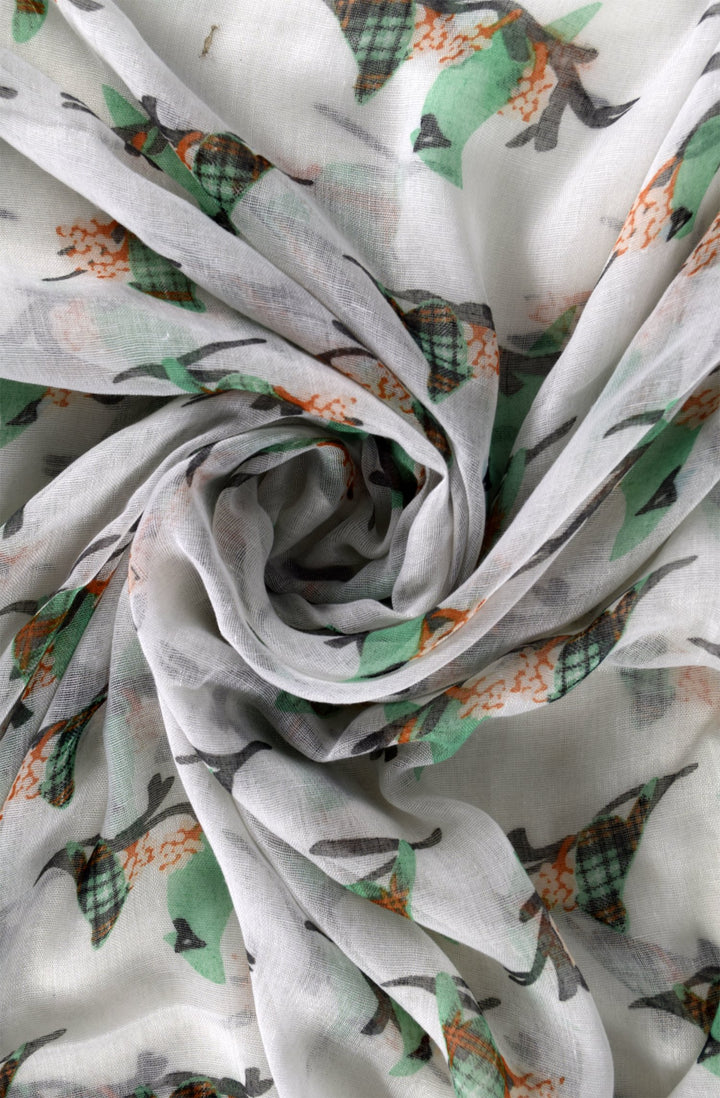 Womens Lovely Two Toned Multicolor Plaid Bird Print Infinity Scarf