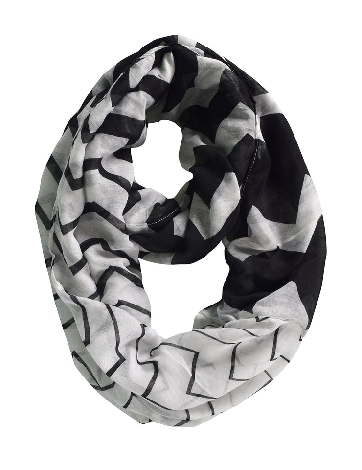 White Black Peach Couture Modern Radiant Multicolored Chevron Geometric Infinity Loop Scarf