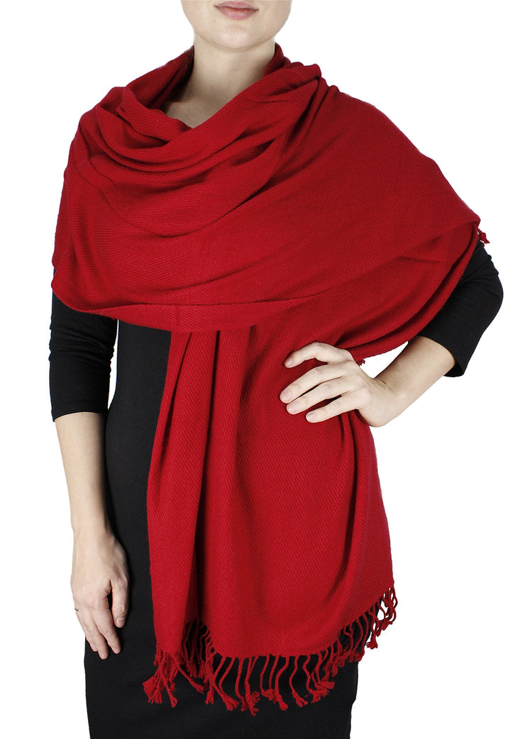 Red Elegant Soft Luxurious Pashmina Cashmere Wrap shawl stole From Peach Couture