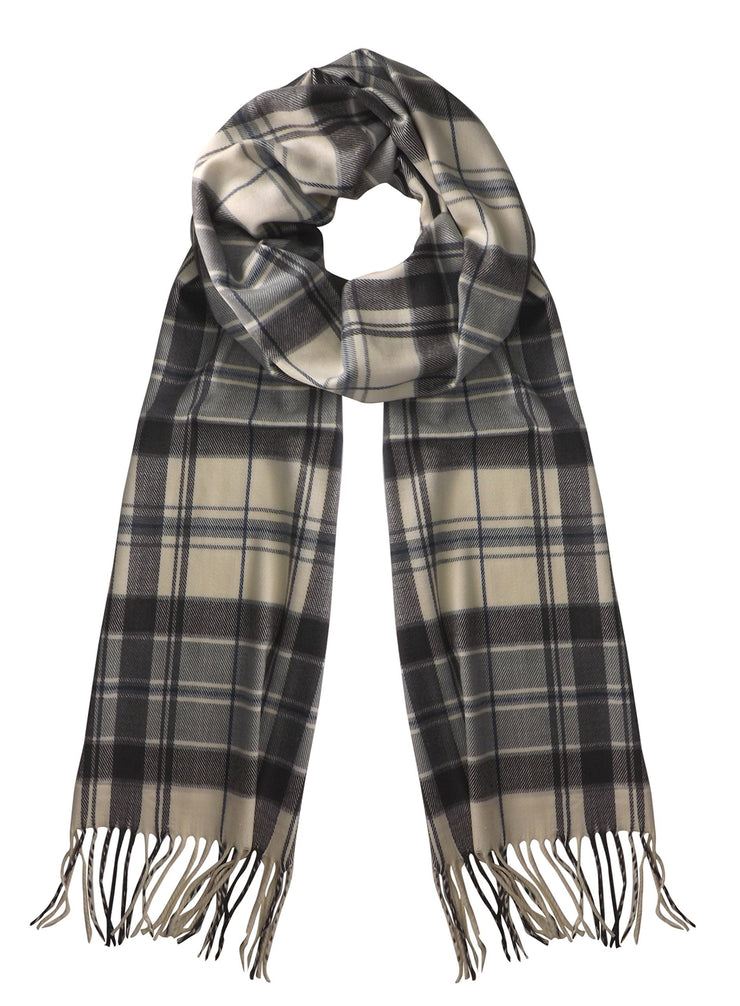Checkered Light Gray Soft Cashmere Feel Plaid Houndstooth Print Scarf Unisex Scarves Warm & Cozy