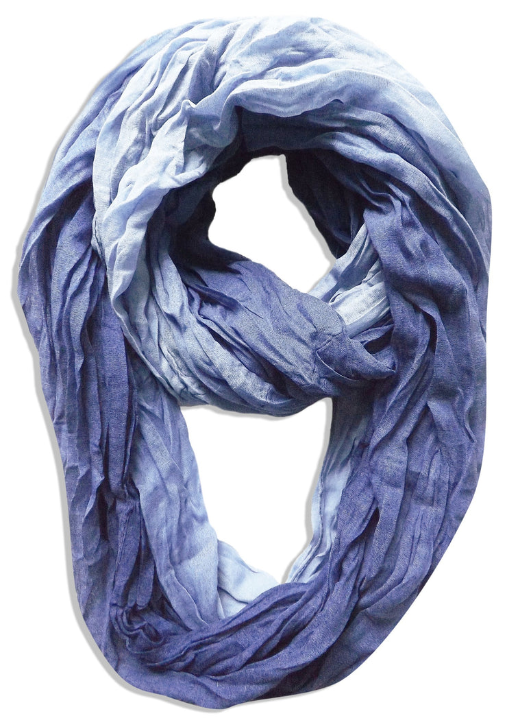 Ombre Baby Blue Peach Couture Fashion Lightweight Crinkled Infinity Loop Scarf Neon Faded Ombre
